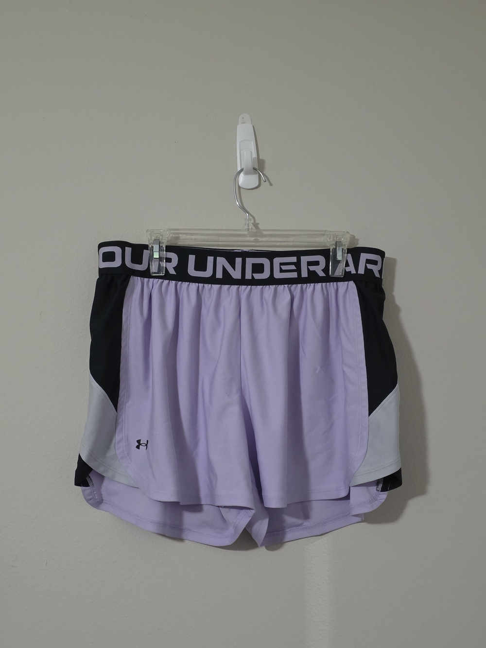 Under Armour Women's Lavender Athletic Shorts with Black & White Accents